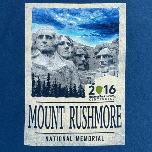 Mount Rushmore National Memorial T- Shirt Men's Size Medium Blue-Made In USA - Picture 2 of 9
